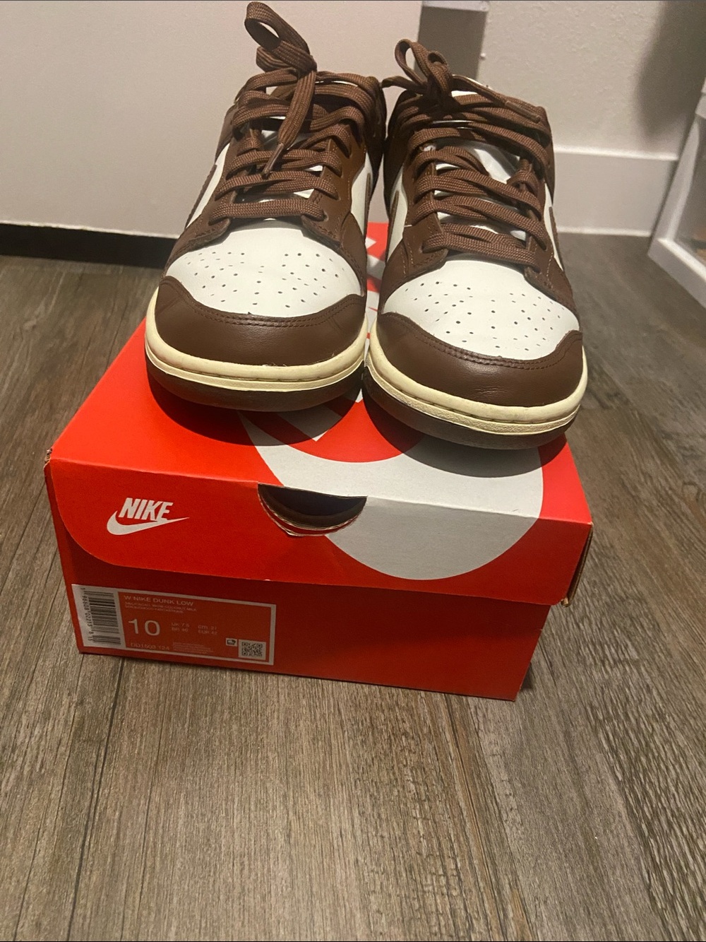 Nike Women Brown and White Low-Top Sneakers(Dunks) with Cream Midsole